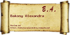 Bakony Alexandra névjegykártya