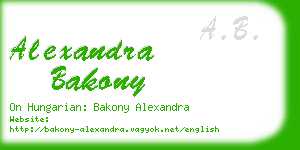 alexandra bakony business card